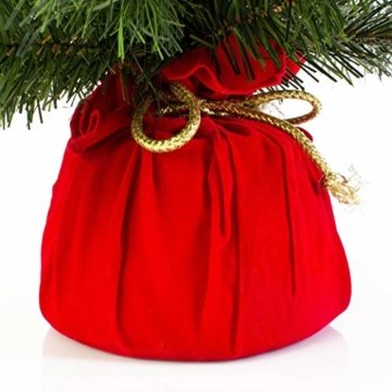 artplants.de Mini Weihnachtsbaum WARSCHAU, grün, rot, 60cm, Ø 40cm - Plastik Tannenbaum - 3