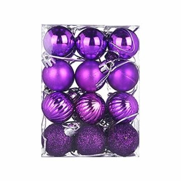 Battnot Weihnachtskugeln 100 teilig 24 teilig 30/60mm Christbaumkugeln Set Weihnachtsbaumschmuck Christbaumschmuck Weihnachtsbaum Kugel Dekoration hängende Hausparty Christmas Xmas (Lila, 24) - 1