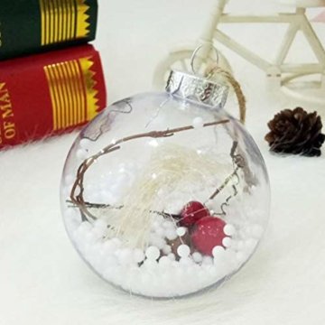 BESTOYARD Weihnachtskugel mit Tannenzapfen Beeren Klar Schneekugel Design Weihnachatsbaum Anhänger Weihnachtsbaumschmuck 5 Stück - 2