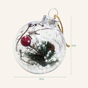 BESTOYARD Weihnachtskugel mit Tannenzapfen Beeren Klar Schneekugel Design Weihnachatsbaum Anhänger Weihnachtsbaumschmuck 5 Stück - 4