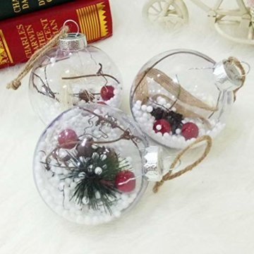 BESTOYARD Weihnachtskugel mit Tannenzapfen Beeren Klar Schneekugel Design Weihnachatsbaum Anhänger Weihnachtsbaumschmuck 5 Stück - 6