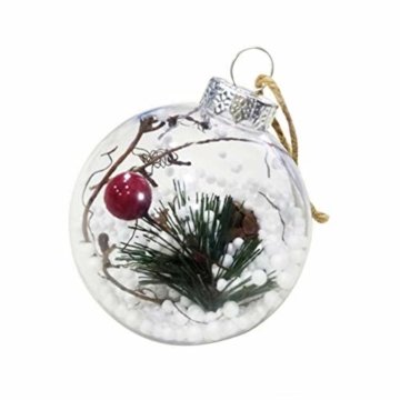 BESTOYARD Weihnachtskugel mit Tannenzapfen Beeren Klar Schneekugel Design Weihnachatsbaum Anhänger Weihnachtsbaumschmuck 5 Stück - 7