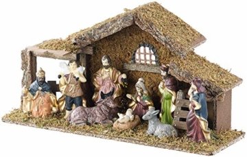 Britesta Krippe: Hochwertige Holz-Weihnachtskrippe, große handbemalte Porzellan-Figuren (Krippe mit handbemalten Figuren) - 2