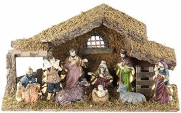 Britesta Krippe: Hochwertige Holz-Weihnachtskrippe, große handbemalte Porzellan-Figuren (Krippe mit handbemalten Figuren) - 3