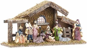 Britesta Krippe: Hochwertige Holz-Weihnachtskrippe, große handbemalte Porzellan-Figuren (Krippe mit handbemalten Figuren) - 1