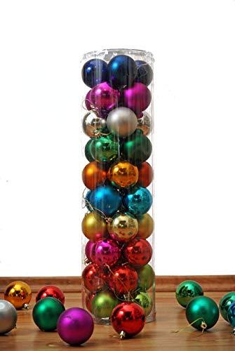 Christbaumkugeln 40er Set - in 10 Farben gemischt - Durchmesser 6 cm - 1