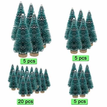 DECARETA 35 Stück Künstlicher Weihnachtsbaum, Mini Grün Tannenbaum, 4.5/6.5/8.5/12.5cm Naturgetreuer Christbaum für Tischdeko, DIY, Schaufenster (Grün) - 3