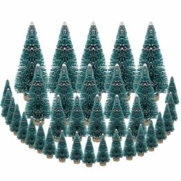 DECARETA 35 Stück Künstlicher Weihnachtsbaum, Mini Grün Tannenbaum, 4.5/6.5/8.5/12.5cm Naturgetreuer Christbaum für Tischdeko, DIY, Schaufenster (Grün) - 1