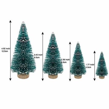 DECARETA 35 Stück Künstlicher Weihnachtsbaum, Mini Grün Tannenbaum, 4.5/6.5/8.5/12.5cm Naturgetreuer Christbaum für Tischdeko, DIY, Schaufenster (Grün) - 6