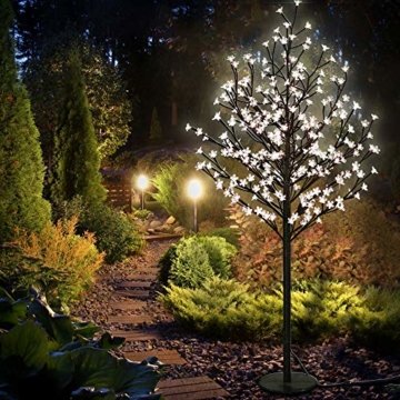 Deuba Kirschblütenbaum 200 LED | 180cm I Fernbedienung I Timer I 8 LeuchtmodiI Lichterbaum Indoor Outdoor | Warmweiß - 8