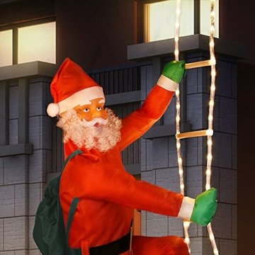 Deuba LED Weihnachtsmann auf Leiter XXL 240cm für In-/Outdoor 8 Leuchtfunktionen Santa Claus Nikolaus Weihnachten - 4