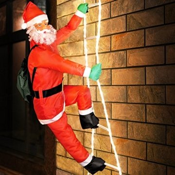 Deuba LED Weihnachtsmann auf Leiter XXL 240cm für In-/Outdoor 8 Leuchtfunktionen Santa Claus Nikolaus Weihnachten - 1