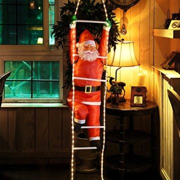 Deuba LED Weihnachtsmann auf Leiter XXL 240cm für In-/Outdoor 8 Leuchtfunktionen Santa Claus Nikolaus Weihnachten - 5