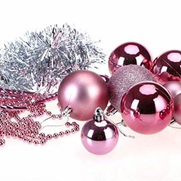 Deuba Weihnachtskugeln Rosa 77 Christbaumschmuck Aufhänger Christbaumkugeln für den Weihnachtsbaum Weihnachtsbaumschmuck Weihnachtsbaumkugeln - 3