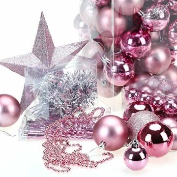 Deuba Weihnachtskugeln Rosa 77 Christbaumschmuck Aufhänger Christbaumkugeln für den Weihnachtsbaum Weihnachtsbaumschmuck Weihnachtsbaumkugeln - 5