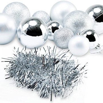 Deuba Weihnachtskugeln Silber 77 Christbaumschmuck Aufhänger Christbaumkugeln für den Weihnachtsbaum Weihnachtsbaumschmuck Weihnachtsbaumkugeln - 2