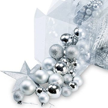 Deuba Weihnachtskugeln Silber 77 Christbaumschmuck Aufhänger Christbaumkugeln für den Weihnachtsbaum Weihnachtsbaumschmuck Weihnachtsbaumkugeln - 3