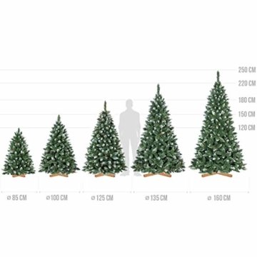 FairyTrees künstlicher Weihnachtsbaum Kiefer, Natur-Weiss beschneit, Material PVC, echte Tannenzapfen, inkl. Holzständer, 180cm, FT04-180 - 7