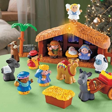 Fisher-Price J2404 - Little People Weihnachtskrippe Geschenkset, mit 12 Figuren und 5 Zubehörteilen, ab 12 Monaten - 12