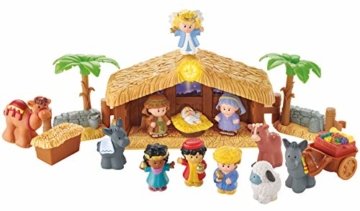 Fisher-Price J2404 - Little People Weihnachtskrippe Geschenkset, mit 12 Figuren und 5 Zubehörteilen, ab 12 Monaten - 1