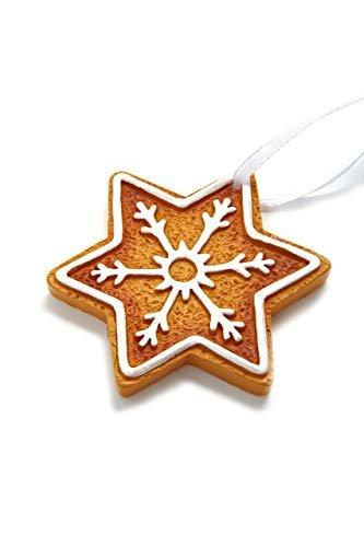 HEITMANN DECO Christbaumschmuck Lebkuchen mit Zuckerguss - Sterne Schneekristalle Weihnachtsdeko - 6-teilig - 3