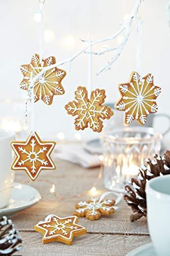 HEITMANN DECO Christbaumschmuck Lebkuchen mit Zuckerguss - Sterne Schneekristalle Weihnachtsdeko - 6-teilig - 5