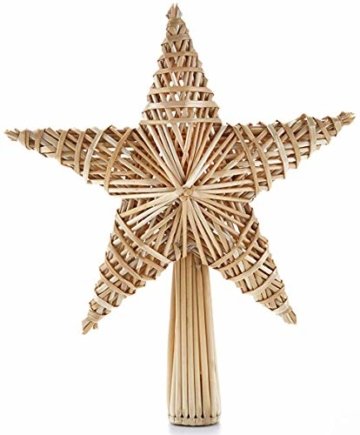 HEITMANN DECO Stroh-Baumspitze 25 cm Natur - Christbaumspitze Stern aus Stroh - Christbaumschmuck aus natürlichem Material - 1