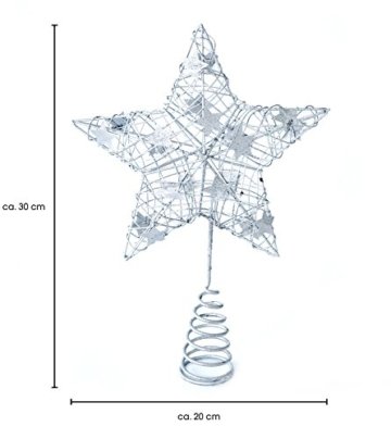 Heitmann Deco Weihnachtsbaum-Spitze - Metall-Baumspitze Stern in silber - glitzernder Blickfang fÃ¼r den Christbaum - 3