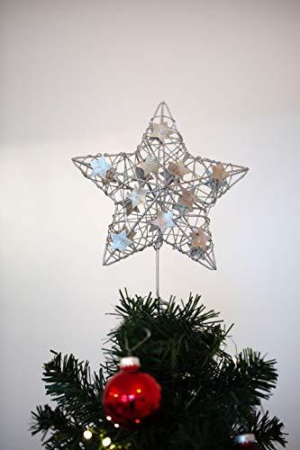 Heitmann Deco Weihnachtsbaum-Spitze - Metall-Baumspitze Stern in silber - glitzernder Blickfang fÃ¼r den Christbaum - 4