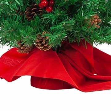 JOYIN 50.8cm Mini Künstlicher Weihnachtsbaum, LED Beleuchtung Christbaum mit Tannenzapfen und rote Beere für Weihnachtsdekoration Zuhause und im Büro - 5