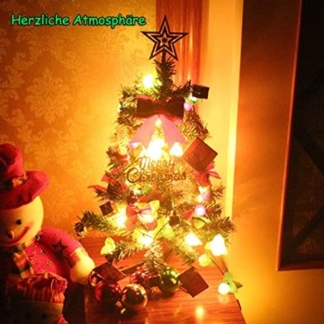 Klein Künstlicher Weihnachtsbaum mit LED Beleuchtung - Motent 60cm Christbaum mit Ständer und Weihnachtsschmuck Mini Tannenbaum DIY Weihnachten Dekoration für Hause Küche Party Festival Winter - 8