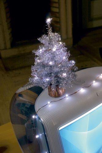 Konstsmide USB Künstlicher Weihnachtsbaum mit Lametta und 20 weißen LEDs, silberfarben - 2