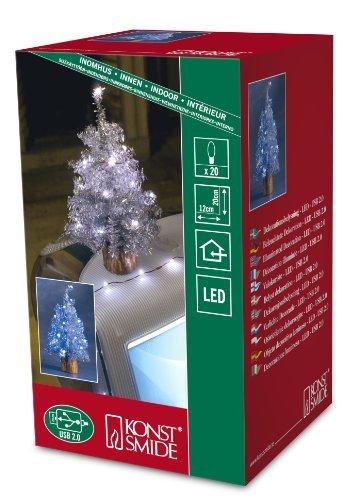 Konstsmide USB Künstlicher Weihnachtsbaum mit Lametta und 20 weißen LEDs, silberfarben - 1