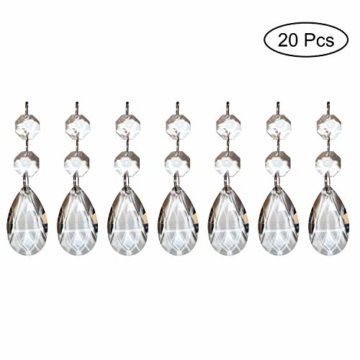 Kristall-Perlen Kronleuchter Tropfen (20 Stck.) - 3,8cm Teardrops - Kristall Glas Prisma Anhänger Perlen für Decken Tropfen Lichtbrechung, Hochzeit baum Dekoration Schmuckherstellung DIY Kunstprojekte - 4