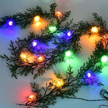 Künstliche Tannen Girlande Dekogirlande,Herbstgirlande,Herbst Blättergirlande, Wasserdicht Ahornblatt Lichterketten perfekte Dekoration für Erntedankfest Halloween Weihnachtsbeleuchtung Decorations - 3