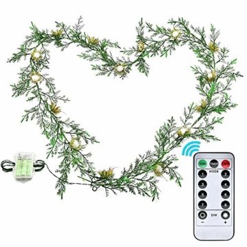 Künstliche Tannen Girlande Dekogirlande,Herbstgirlande,Herbst Blättergirlande, Wasserdicht Ahornblatt Lichterketten perfekte Dekoration für Erntedankfest Halloween Weihnachtsbeleuchtung Decorations - 1