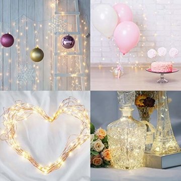 LED Lichterkette Batterie, 10 Stück 2M 20 Micro LEDs Lichterkette mit CR2032 Batterie Betrieb IP65 Wasserdicht String Fairy Light für Party, Garden, Christmas Dekor, Flasche DIY, Warmweiß - 4