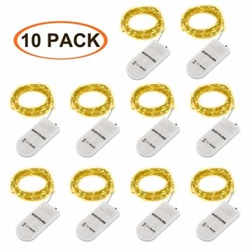 LED Lichterkette Batterie, 10 Stück 2M 20 Micro LEDs Lichterkette mit CR2032 Batterie Betrieb IP65 Wasserdicht String Fairy Light für Party, Garden, Christmas Dekor, Flasche DIY, Warmweiß - 1