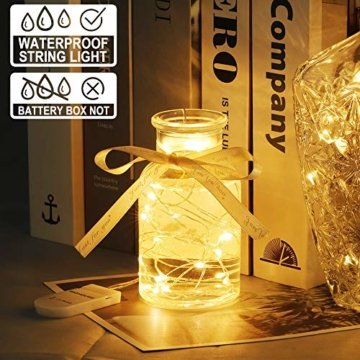 LED Lichterkette Batterie, 10 Stück 2M 20 Micro LEDs Lichterkette mit CR2032 Batterie Betrieb IP65 Wasserdicht String Fairy Light für Party, Garden, Christmas Dekor, Flasche DIY, Warmweiß - 5