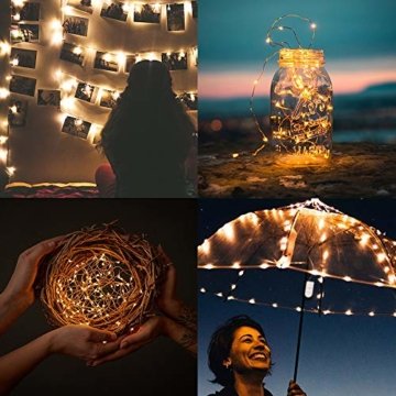 LED Lichterkette Batterie, 10 Stück 2M 20 Micro LEDs Lichterkette mit CR2032 Batterie Betrieb IP65 Wasserdicht String Fairy Light für Party, Garden, Christmas Dekor, Flasche DIY, Warmweiß - 6