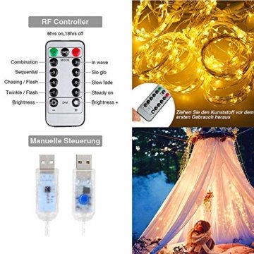 LED Lichtervorhang 3m x 3m, 300 LEDs USB Lichterkettenvorhang IP65 Wasserfest 8 Modi Lichterkette Warmweiß für Partydekoration Schlafzimmer Hochzeit Geburtstag Garten Fenster Innen und außen Deko - 2