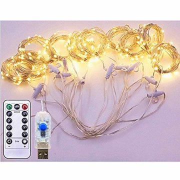 LED Lichtervorhang 3m x 3m, 300 LEDs USB Lichterkettenvorhang IP65 Wasserfest 8 Modi Lichterkette Warmweiß für Partydekoration Schlafzimmer Hochzeit Geburtstag Garten Fenster Innen und außen Deko - 7