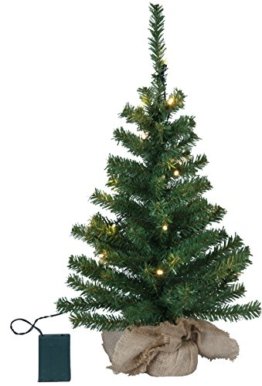 LED-Tannenbaum im Jute-Sack, ca. 60 cm x 32 cm, 20 warm white LED, Timer, Batterie - 1