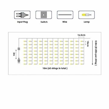 Lichterkette außen B-right 480 Led Lichterkette strombetrieben, Lichterkette warmweiß mit Fernbedienung, Lichterkette innen Lichtervorhang Weihnachtsbeleuchtung für Weihnachten Balkon Hochzeit Party - 5