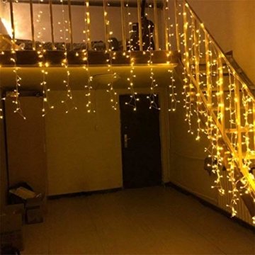 Lichterkette außen B-right 480 Led Lichterkette strombetrieben, Lichterkette warmweiß mit Fernbedienung, Lichterkette innen Lichtervorhang Weihnachtsbeleuchtung für Weihnachten Balkon Hochzeit Party - 6