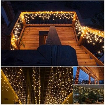 Lichterkette außen B-right 480 Led Lichterkette strombetrieben, Lichterkette warmweiß mit Fernbedienung, Lichterkette innen Lichtervorhang Weihnachtsbeleuchtung für Weihnachten Balkon Hochzeit Party - 9