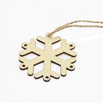 MagiDeal 10 Stück Schneeflocke Holz Geschenk Anhänger Basteln Gift Anhängeetiketten Weihnachtsbaumschmuck - 4