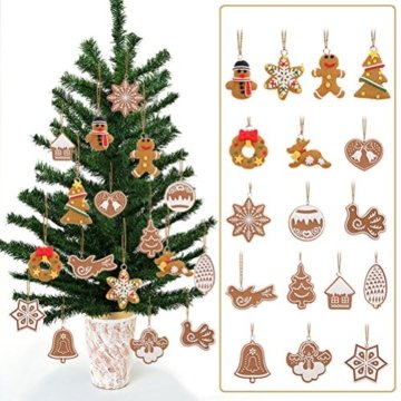 Pixnor Weihnachtsbaumschmuck, Kekse, Schneeflocke, Dekoration mit Aufhängern, Pack mit 17 Stück - 2