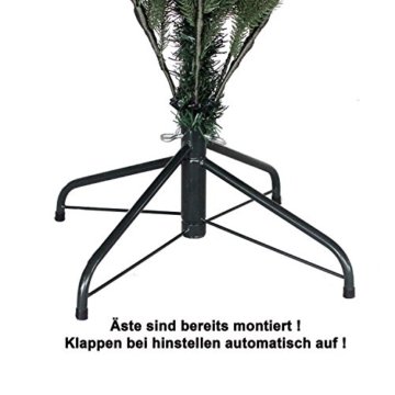 RS Trade HXT 1418 künstlicher PE Spritzguss Weihnachtsbaum 150 cm (Ø ca. 106 cm) mit ca. 2375 Spitzen, schwer entflammbarer Tannenbaum mit Schnellaufbau Klappsysem, inkl. Metall Christbaum Ständer - 2