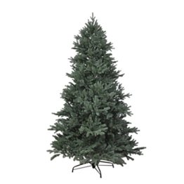 RS Trade HXT 1418 künstlicher PE Spritzguss Weihnachtsbaum 150 cm (Ø ca. 106 cm) mit ca. 2375 Spitzen, schwer entflammbarer Tannenbaum mit Schnellaufbau Klappsysem, inkl. Metall Christbaum Ständer - 1